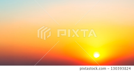 Sunset Sky Overlay Gradient Sunrise Horizon Dawn Background Gold Red Sun Cloud Landscape Skyline Beautiful Evening Warm Light Sunshine Scenic Yellow Oragne Red Sunlight Summer Spring Backdrop Travel. 130393824