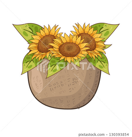 illustration of sunflower basket illustration of sunflower basket 130393854