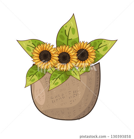 illustration of sunflower basket illustration of sunflower basket 130393858