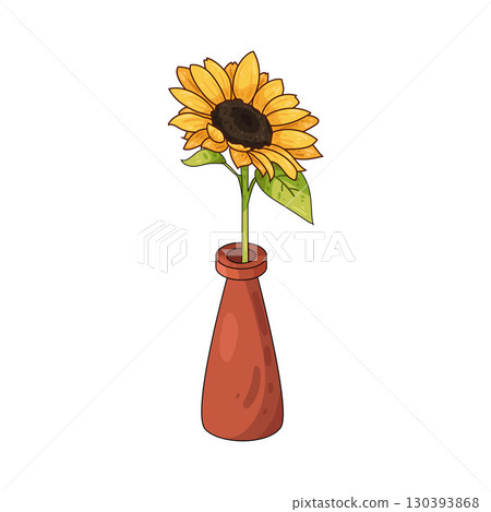 illustration of sunflower vase illustration of sunflower vase 130393868