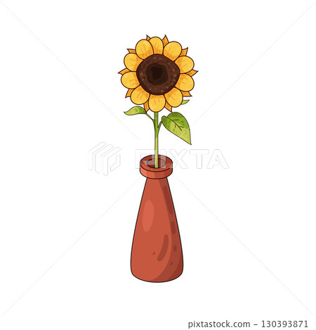 illustration of sunflower vase illustration of sunflower vase 130393871