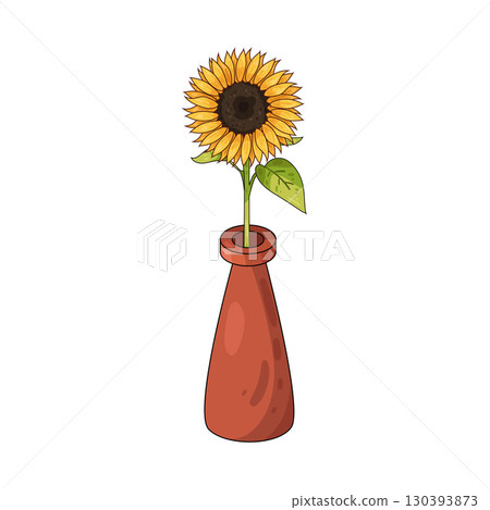 illustration of sunflower vase 130393873