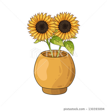 illustration of sunflower vase illustration of sunflower vase 130393894