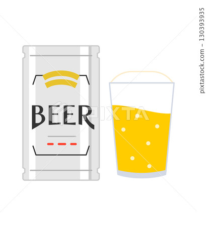 Vector illustration of canned beer and a glass of beer 130393935