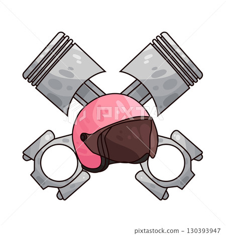 illustration of motorcycle helmet with piston illustration of motorcycle helmet with piston 130393947