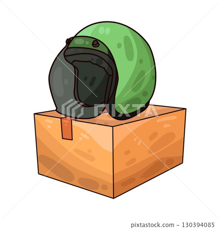 illustration of helmet box packaging 130394085