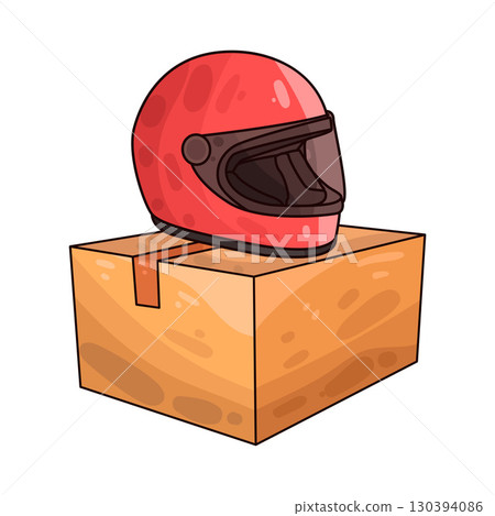 illustration of helmet box packaging 130394086