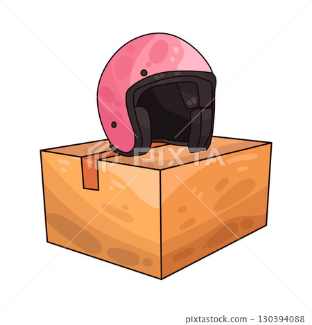 illustration of helmet box packaging 130394088