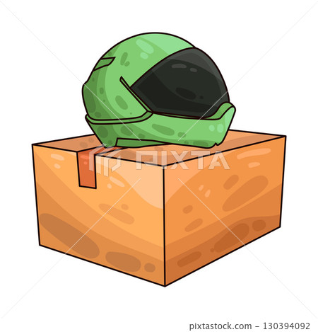 illustration of helmet box packaging illustration of helmet box packaging 130394092
