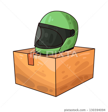 illustration of helmet box packaging 130394094