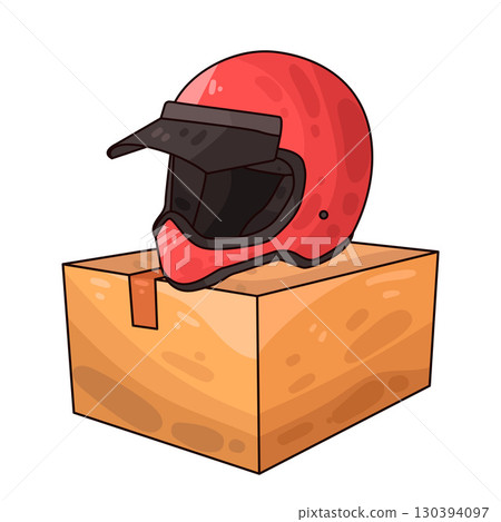 illustration of helmet box packaging 130394097