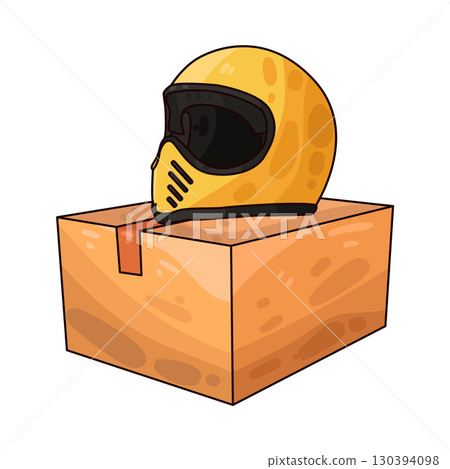 illustration of helmet box packaging 130394098
