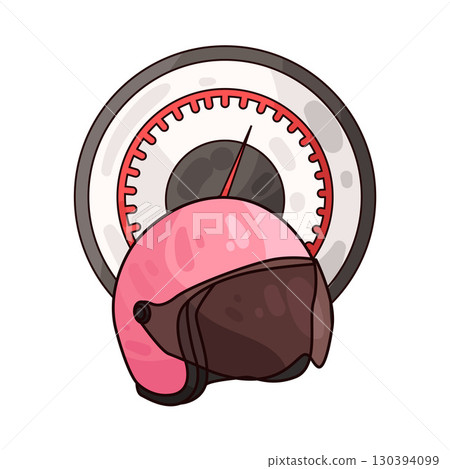 illustration of motorcycle helmet with speedometer 130394099