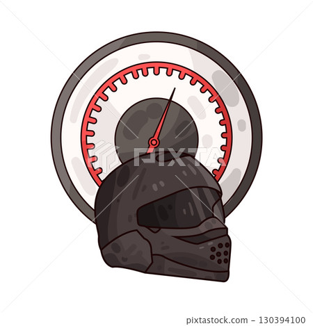 illustration of motorcycle helmet with speedometer 130394100