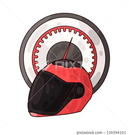 illustration of motorcycle helmet with speedometer 130394101