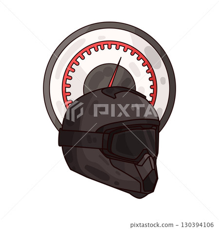 illustration of motorcycle helmet with speedometer 130394106