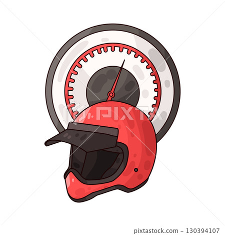 illustration of motorcycle helmet with speedometer 130394107