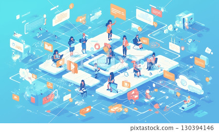 Imagine business as a network of various elements and people. 130394146