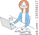 A woman using a personal computer 130394217