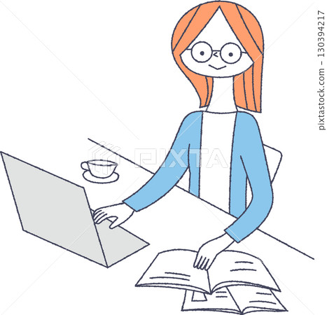 A woman using a personal computer 130394217