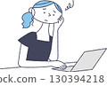 A woman in trouble in front of a computer 130394218