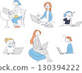 Illustration set of a woman using a computer 130394222