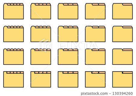 Vector illustration set of folder and binder icons of various shapes 130394260