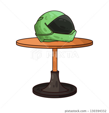 illustration of helmet on table 130394332