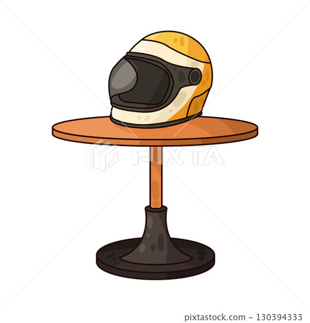 illustration of helmet on table 130394333