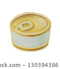 A canned food. The oil pastel painting of tuna fish tinned food hand drawn illustration isolated on white background. 130394386