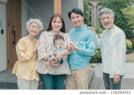 Return home to see one's first grandchild 130394433