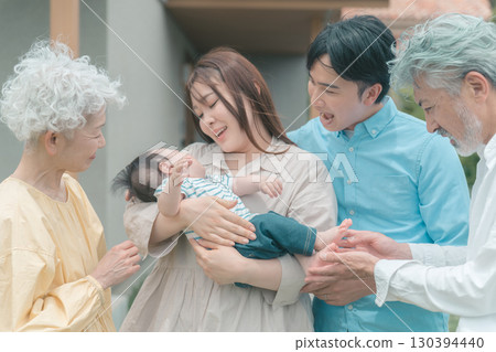 Return home to see one's first grandchild 130394440