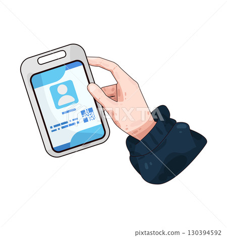 illustration of Hand Holding ID Card illustration of Hand Holding ID Card 130394592