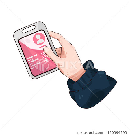 illustration of Hand Holding ID Card illustration of Hand Holding ID Card 130394593