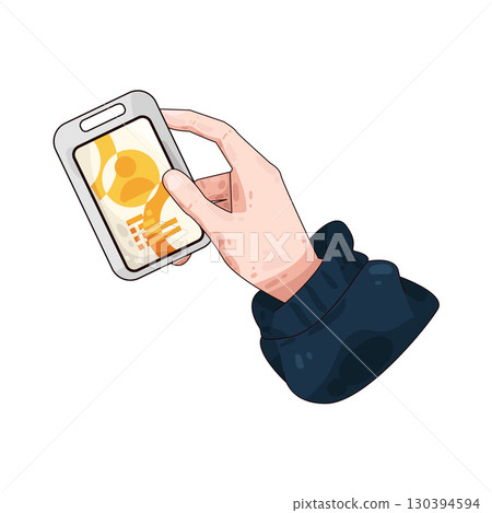 illustration of Hand Holding ID Card 130394594
