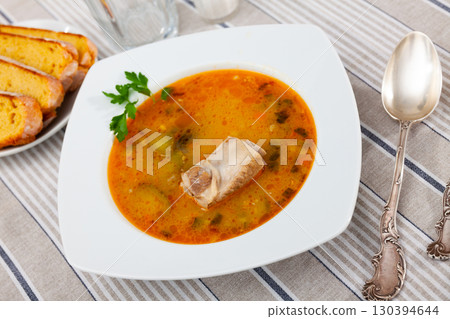 Traditional Russian dish is Pickle soup Traditional Russian dish is Pickle soup 130394644