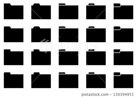 Vector illustration set of folder and binder icons of various shapes 130394951