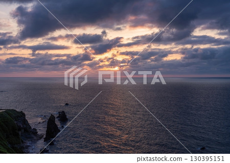 Sunset view of the Sea of Japan seen from Byobuiwa Observation Deck 130395151