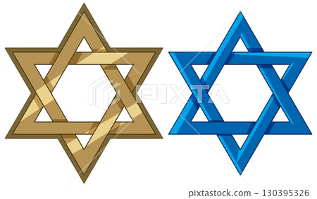 Gold and Blue Star of David Vector Illustration 130395326