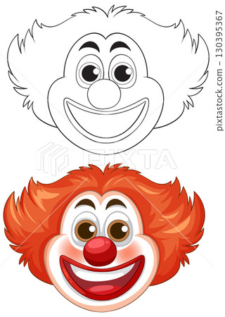 Colorful Clown Face Vector Illustration 130395367