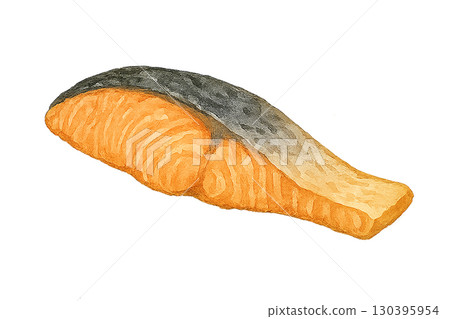 Grilled salmon illustration for lunch box 130395954