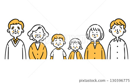 Three generations of family upper body vector (orange) 130396775