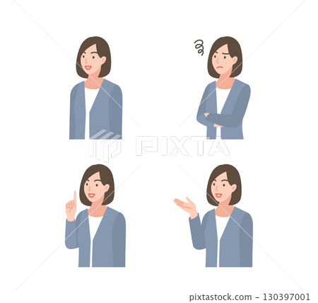 Female business people with various expressions Female business people with various expressions 130397001