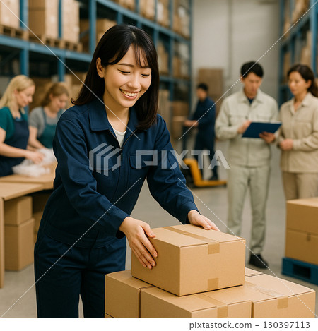 在倉庫工作的女員工 在倉庫工作的女員工 130397113