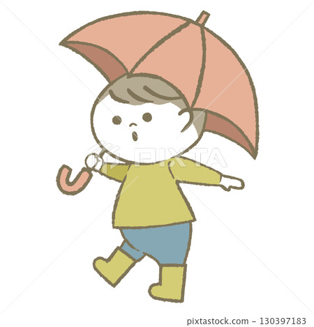 Boy holding an umbrella and wearing rain boots Boy holding an umbrella and wearing rain boots 130397183
