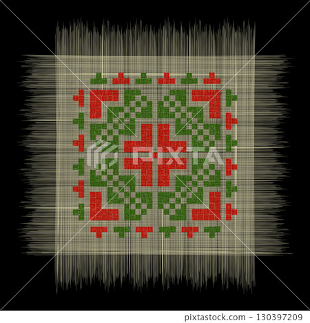 Romanian embroidery vector motif, symbol 7 Romanian embroidery vector motif, symbol 7 130397209