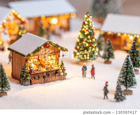 Miniature Christmas market Christmas streetscape image Miniature Christmas market Christmas streetscape image 130397417
