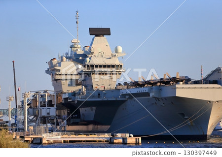 British aircraft carrier Prince of Wales anchored in Tokyo Bay 130397449