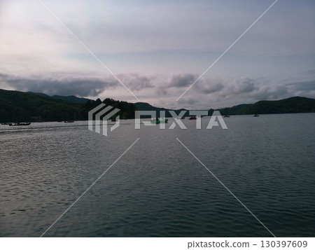 野尻湖沿岸的村莊與湖景 130397609