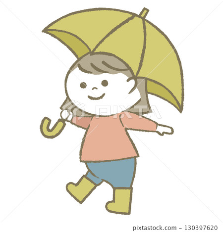 穿雨靴打傘的小女孩 穿雨靴打傘的小女孩 130397620